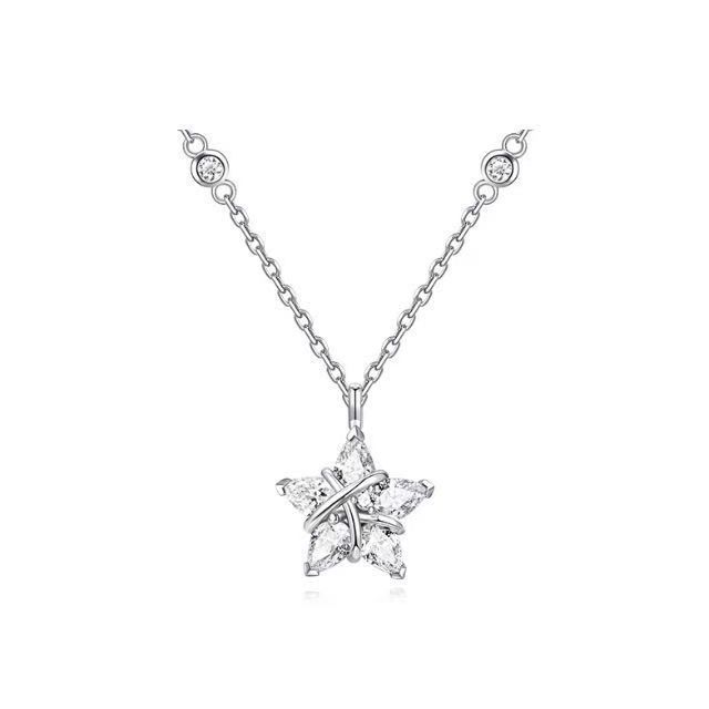 

Silver Star Necklace for Women - Shiny Zircon Star Pendant Chain