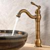 New Ceramic Antique Copper Faucet Bath 360° Swivel Single Hole Faucet Retro Long Neck Mixing Sink Faucet Matching Pop-up Drain