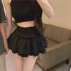 Women's Black High-Waist Pleated Ballet-Style A-Line Skirt with Anti-Exposure Shorts