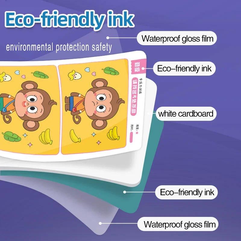 64pcs Kids Montessori Educational Game Cards Error-finding Games Baby Early Education Toys Concentration Training Reusable Cards