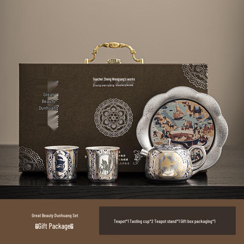 PAKCHOICE Dunhuang Gilded Silver Ceramic Tea Set