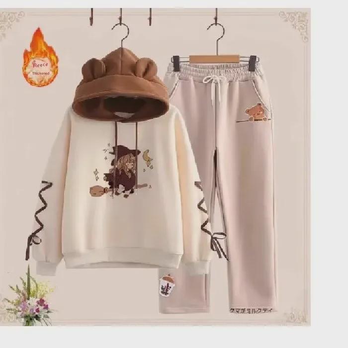 Mädchen Kapuzenpullover und Dicke Hose Set - Gemütlich und Stilvoll für Herbst/Winter