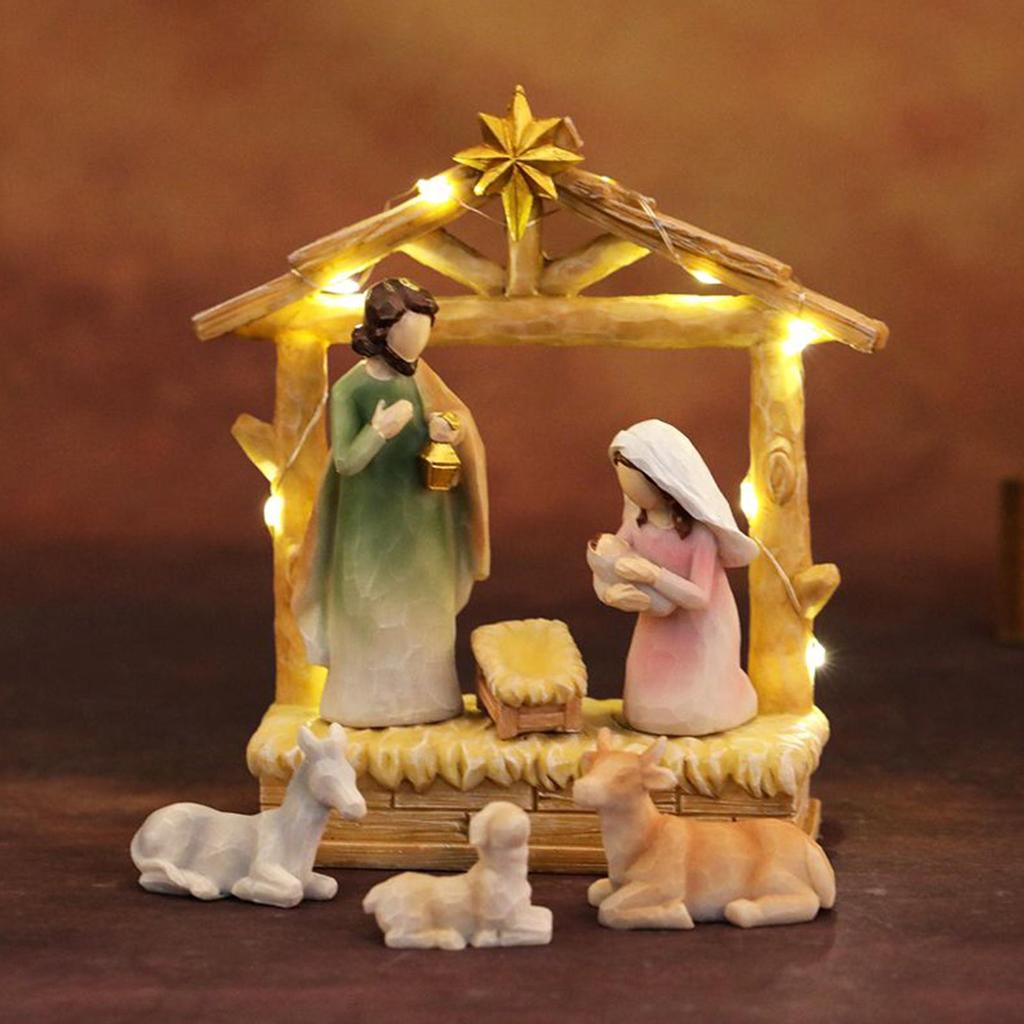 Christmas Nativity Set Indoor Jesus Figurines Nativity Scene Desk Decor 12 Pieces Figurines Christmas Decorations For Indoor