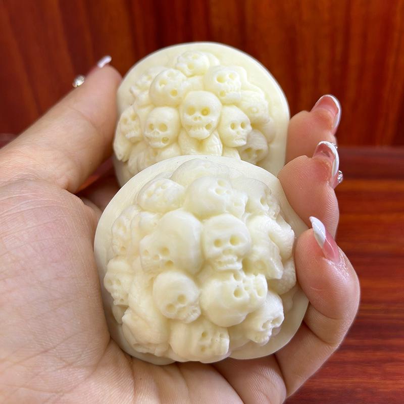 Ivory Dragon & Phoenix Fruit Massage Hand Balls - Wooden Walnut Health Gift for Elders