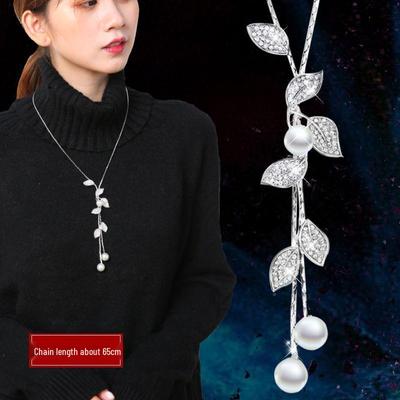 Koreanischer Stil Herbst-Winter Perlenblatt Quaste Halskette