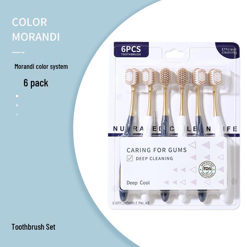 Sam s Premium Soft Bristle Toothbrush Set - 6-Piece Wide Head for Adults & Couples