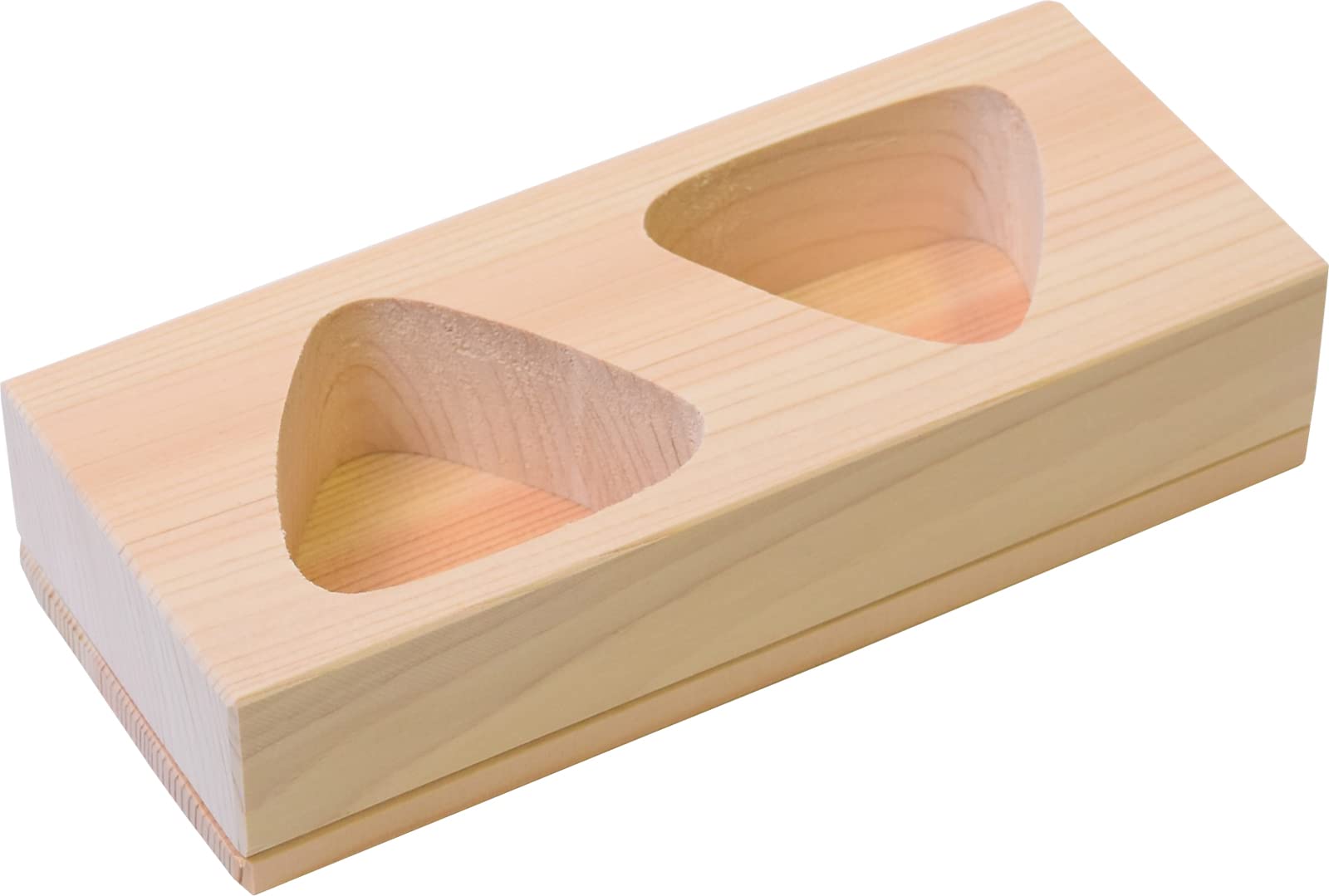 

Kiso Kogei Hinoki Onigiri Mold, 2 Holes (7.5 x 18 x 3 cm), Beige