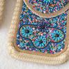 Women Fashion New Straw Woven Crossbody Bag Boutique Beaded Bag Versatile Mobile Phone Bag Cute Unique Shoulder Travel Small Bag