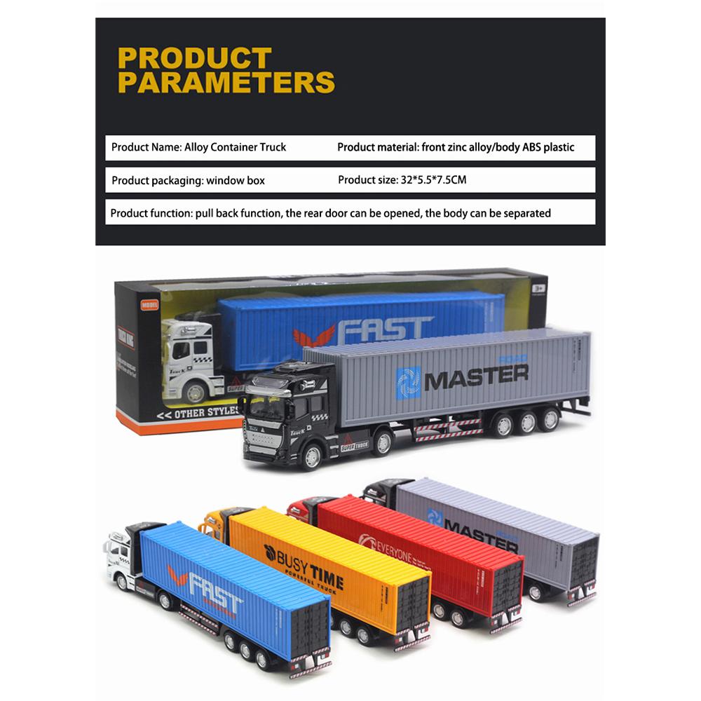 1/48 Crisis Detachable Pull Back Alloy Container Truck Toy, Construction Truck Model Toy, Simulation for Kids Birthday Gifts