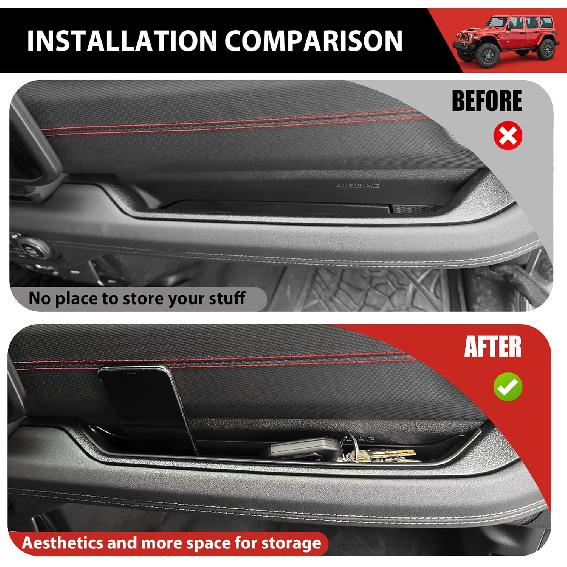 Grab Bar Tray For 2018- Jeep Wrangler JL/4XE Jeep Gladiator JT AccessoriesAccessories Storage Bin Organizer Grab Handle Box Passenger Side Grab Tray