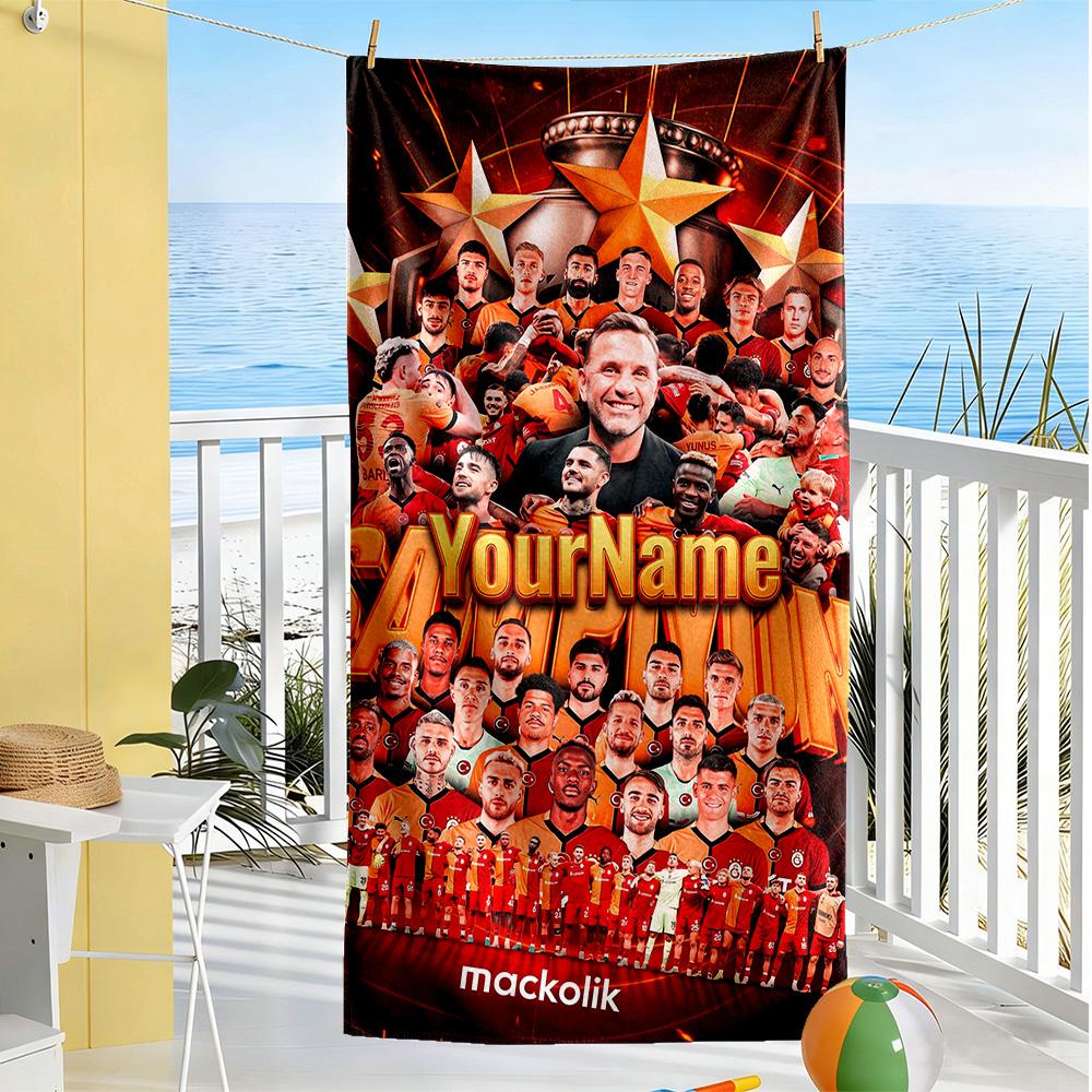 Galatasaray Customized Name Beach Towel Super Soft & Absorbent Portable for SwimmingBeachCamping Travel Beach AccessoriesGym