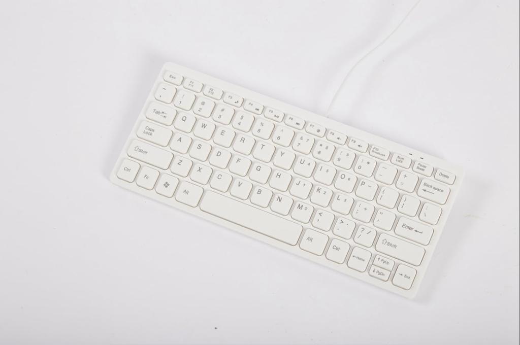 78-Key Wired Keyboard, Compact, Quiet, English Layout, 1.5m Cable, Angled Membrane, No Numeric Keypad, Multimedia Buttons, for PCs, Laptops, and