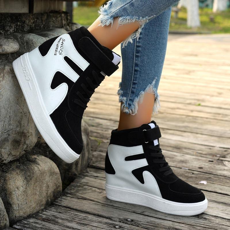 Fashion Designer Sneakers for Women 2024 Autumn High Top Lace Up Women's Vulcanized Shoes Heightened Thick Sole Fashionable Women Shoes