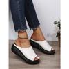 Womens New Summer Peep Toe Solid Color Wedge Slippers European and American Style