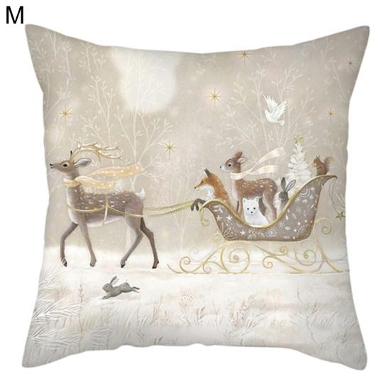 Throw Pillow Cover Xmas Theme Protective Single Side Printing Christmas Party Throw Cushion Cover Holiday Decoration Daily Use
