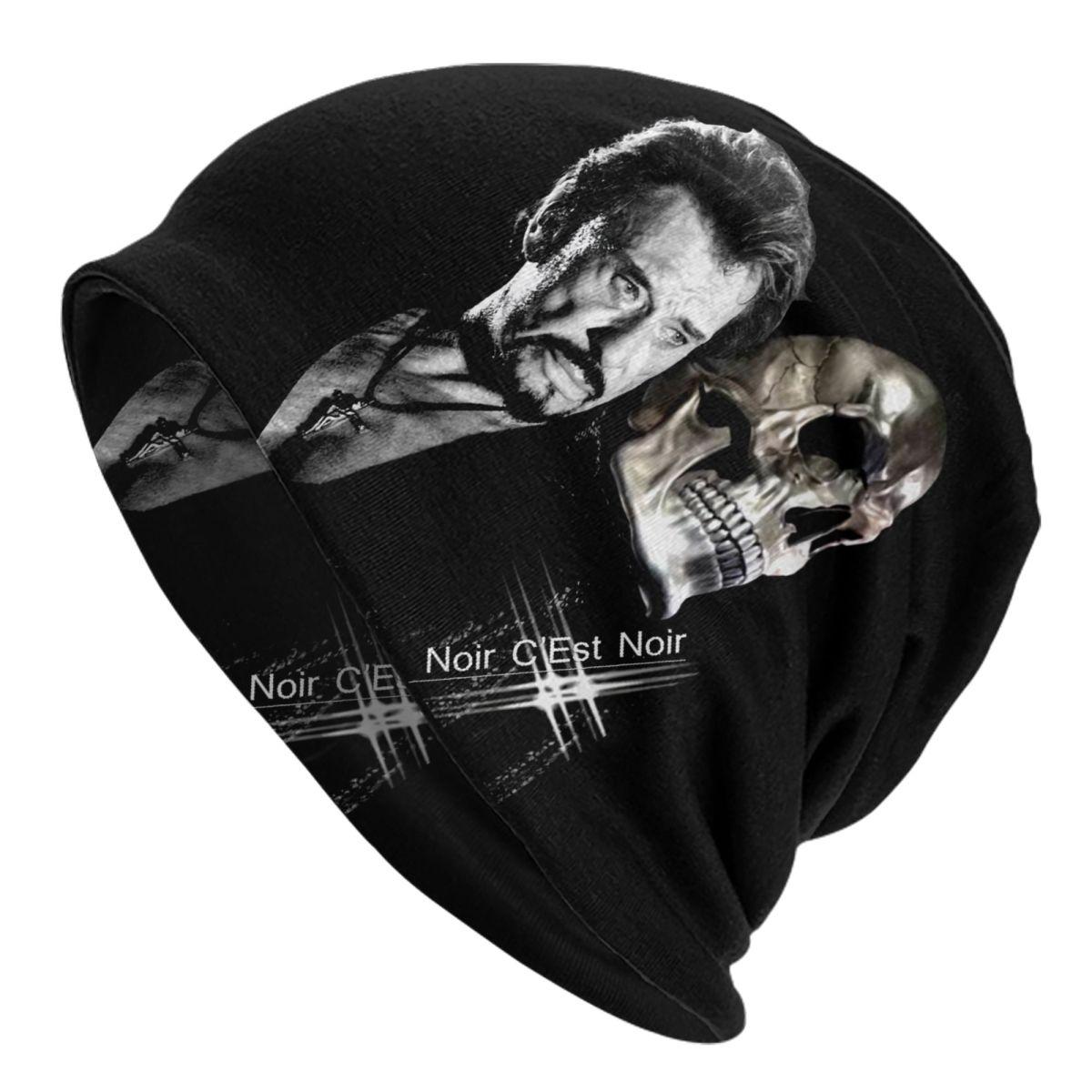 

Johnny Hallyday With Wolf Skullies Beanies Caps Unisex Street Winter Warm Knitted Hat Adult French Rock Singer Bonnet Hats Beanies Hat