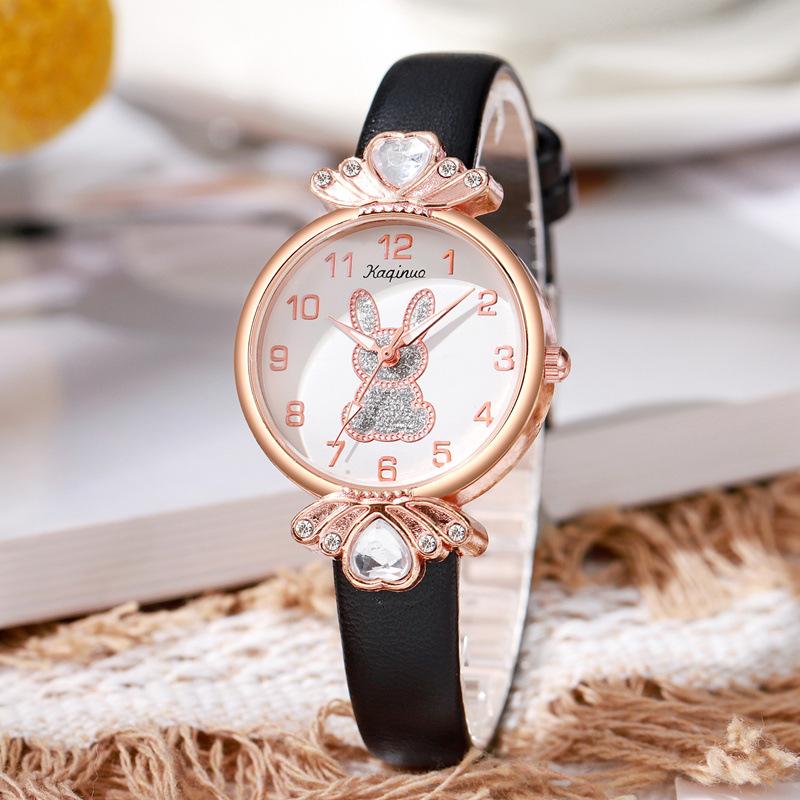 Zegarki damskie z motywem królika Retro Damskie Zegarki kwarcowe na rękę Damski skórzany zegarek