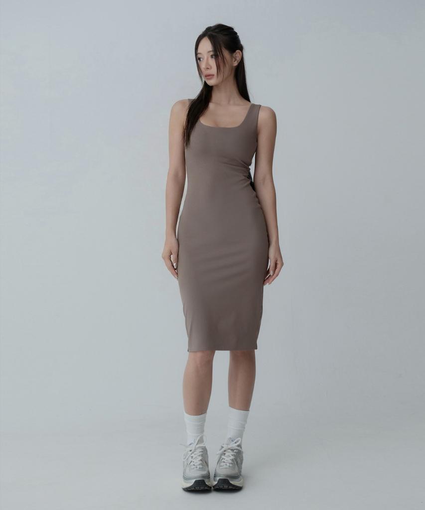 Binaaenko Underarm Cover Midi Dress - Ash Brown (S/M/L)