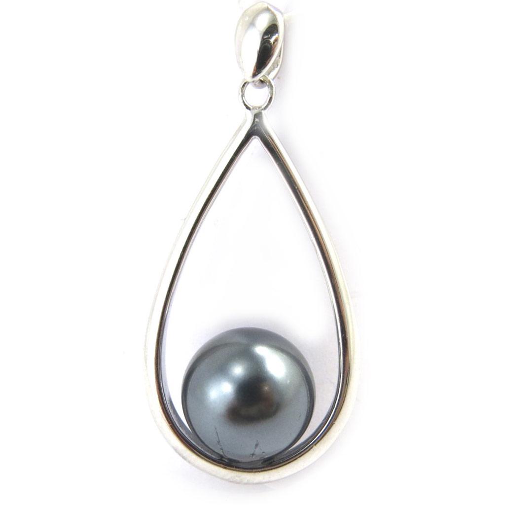 Les Trésors De Lily [M6184] - Silver Pendant 'Perla' Silver Gray (rhodium-plated) - 35x15 Mm