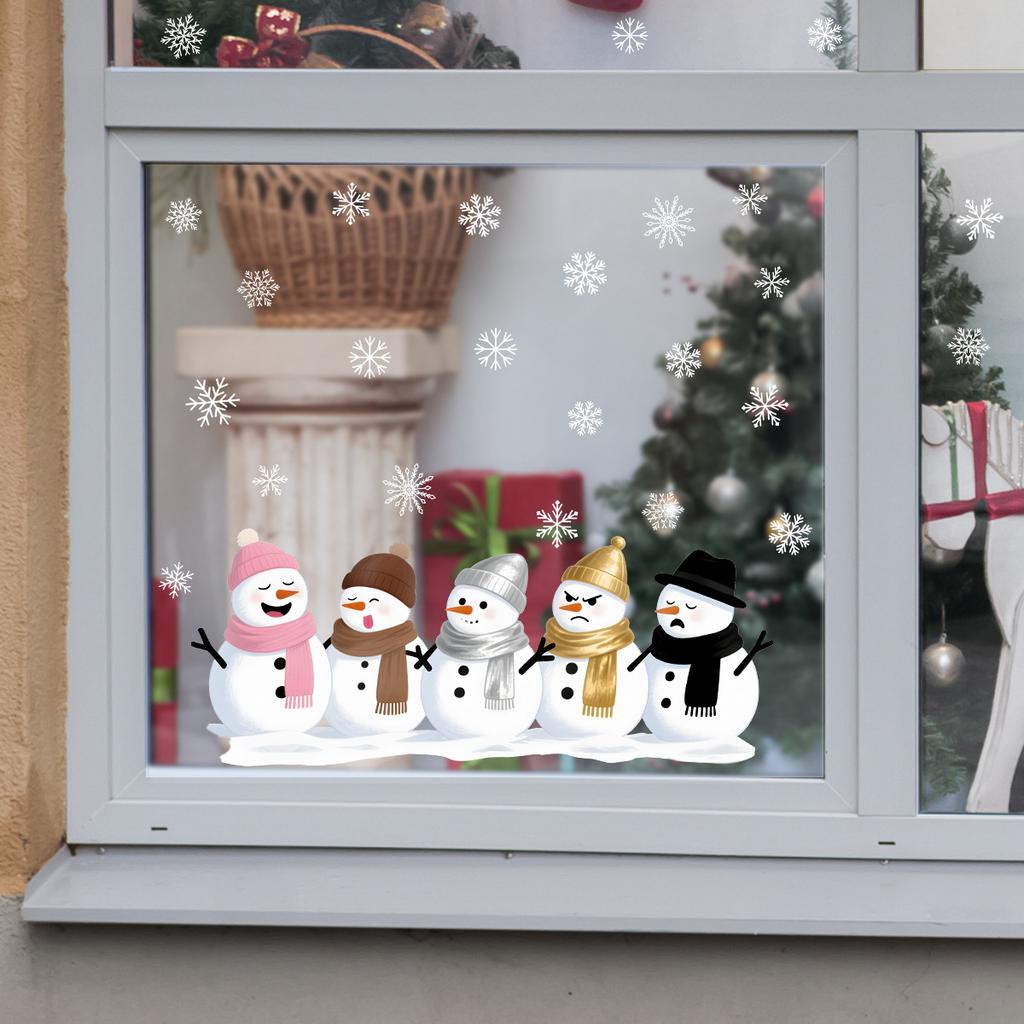 Elektrostatische Weihnachts-Schneeflocke Schneemann Elektrostatische Adsorption Klebstofffreie Glasaufkleber für Heimdekoration