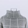 IHUASU Women's Autumn and Winter High Neck Pullover Loose Commuter Knit Sweater Plaid Fashion Jumper