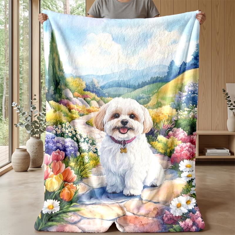 Cute Dog Playtime blanket Personalized Name Flannel Blanket Soft Cozy Plush Throw for Sofa Bed Lightweight Home Decor