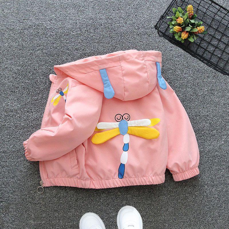 Cartoon Bear Kids Jacket Autumn Casual Boy Windbreaker Coat Hooded Zipper Boys Outerwear