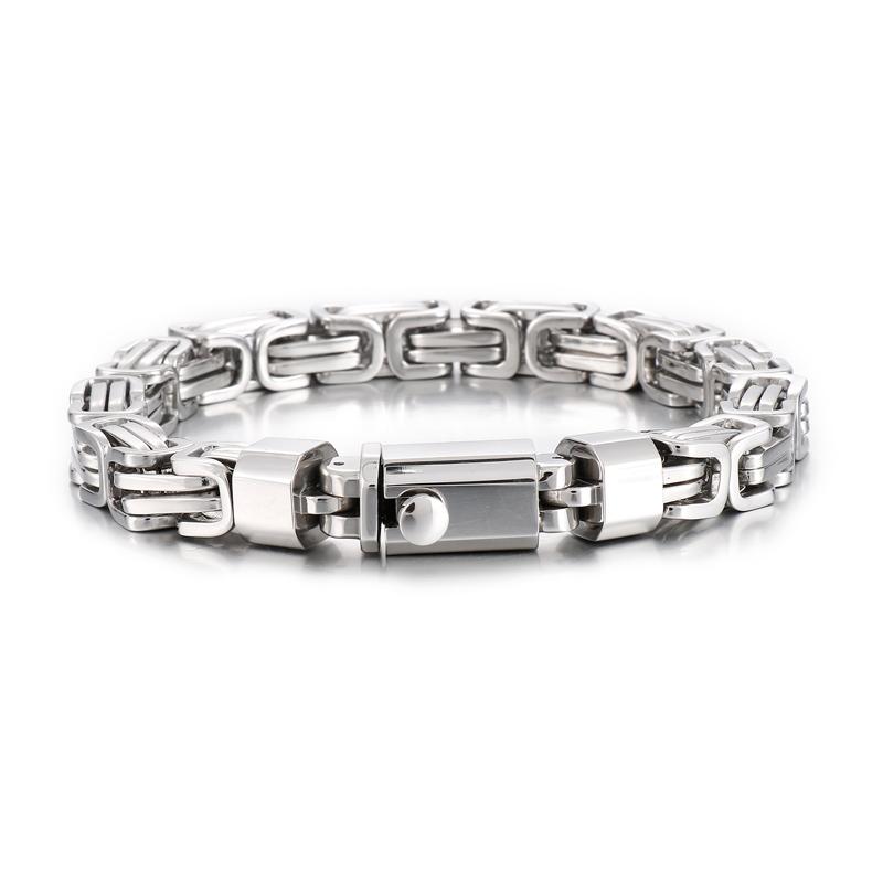 

8mm Royal Byzantine Box Chain Bracelet Men s Imperial Chain Stainless Steel Jewelry Personalized Gold Color Accessories 22.5cm