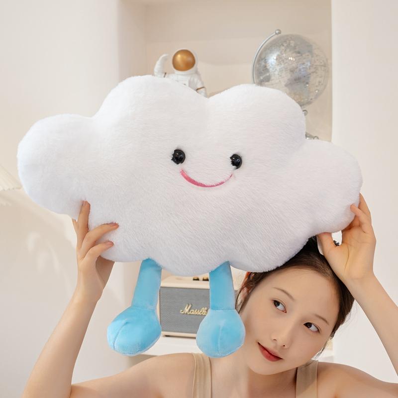 Peluche Viso Sorridente Giallo Luna Giocattoli Morbidi Ripieni Carini Cartone Animato Stella Nuvola Meteo Cuscino Per Camera da Letto Bambino Cuscino Coperta Divano