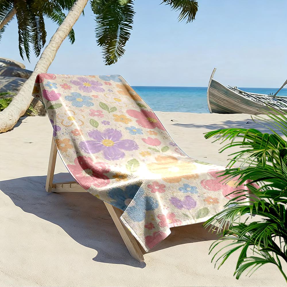 Floral Pattern Decorative Beach Towel Beach Towel Quick-drying for Travel Outdoor Sports Jogging Beach and Swimming