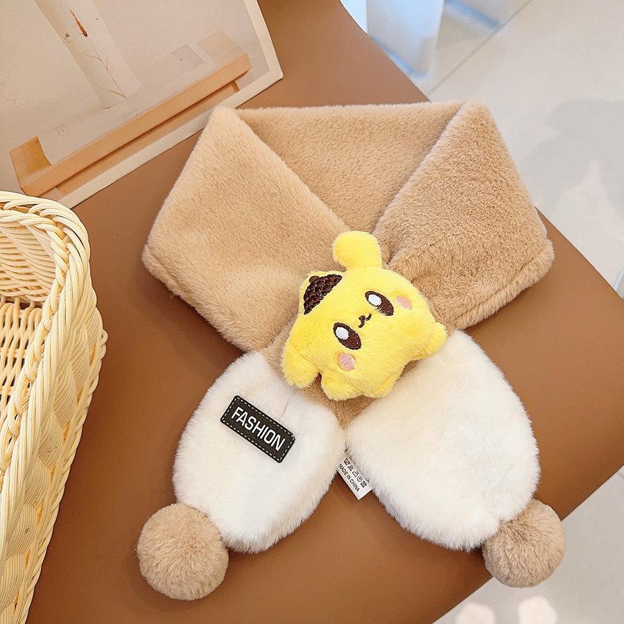 Children's scarf color matching double ball stars autumn and winter baby cute plush scarf warm thickened cartoon windproof neck