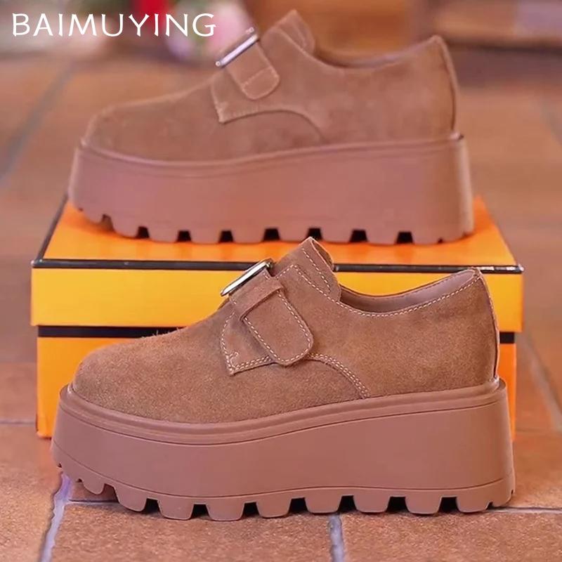 Wildleder Plateau Damen Slipper Schuhe Designer Schnalle Hohe Absätze Sneakers Neue Marke 2025 Trend Laufen Winter Lässig Zapatos Mujer