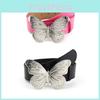 2023 Spring Season European And American Women's Belt Retro Pink Waistband With Alloy Butterfly Buckle