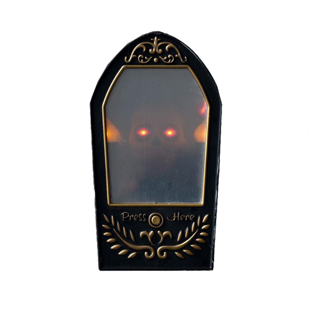 Portable Halloween Doorbell Halloween Prop Spooky Halloween Skull Doorbell with Skeleton Head Light-up Eyes Pop Out Snake