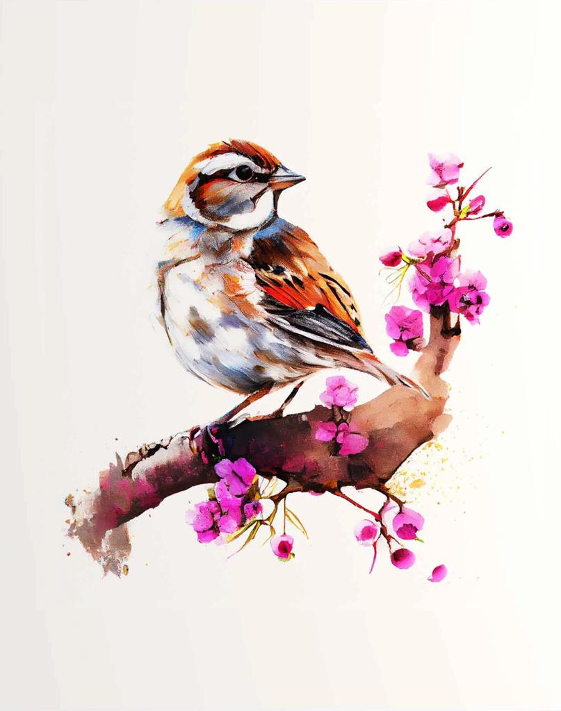 Vögel auf Ästen Aquarellposter Stieglitz Kolibri Krähe Tukan Leinwandgemälde Wandkunst Bild Heimdekor