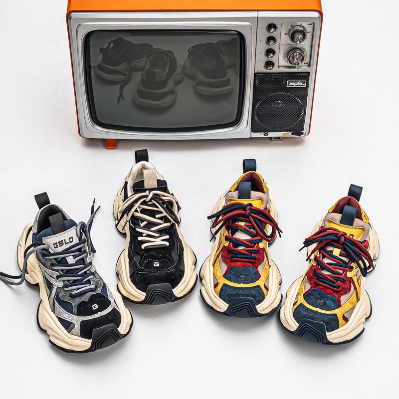 Men's shoes autumn and winter new fashion trend  high-end casual sports shoes tire sole made old dad's trendy shoes