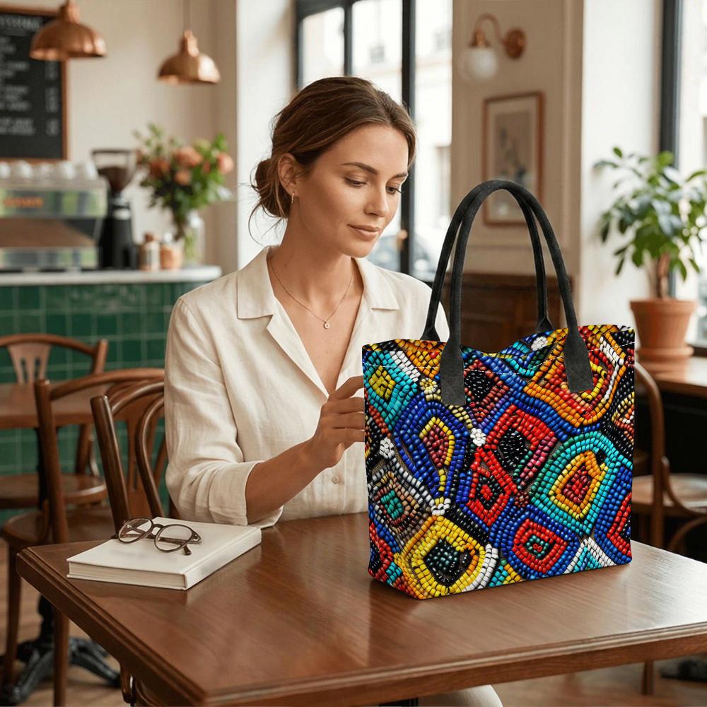  Bohemian Beaded Tote Handbag Colorful Casual Travel Shoulder Bag for Ladies