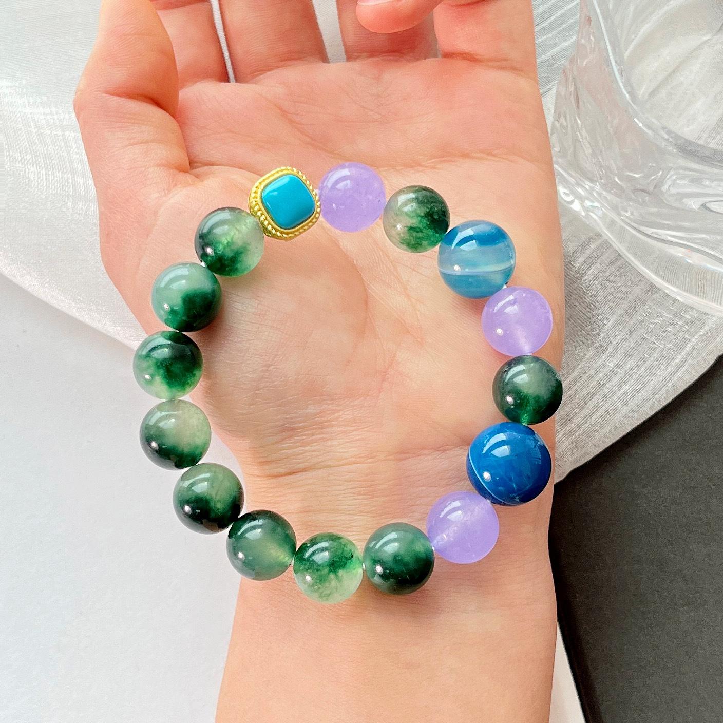 12Mm Violet Quartz Rock Natural Agate Bracelet Bracelet