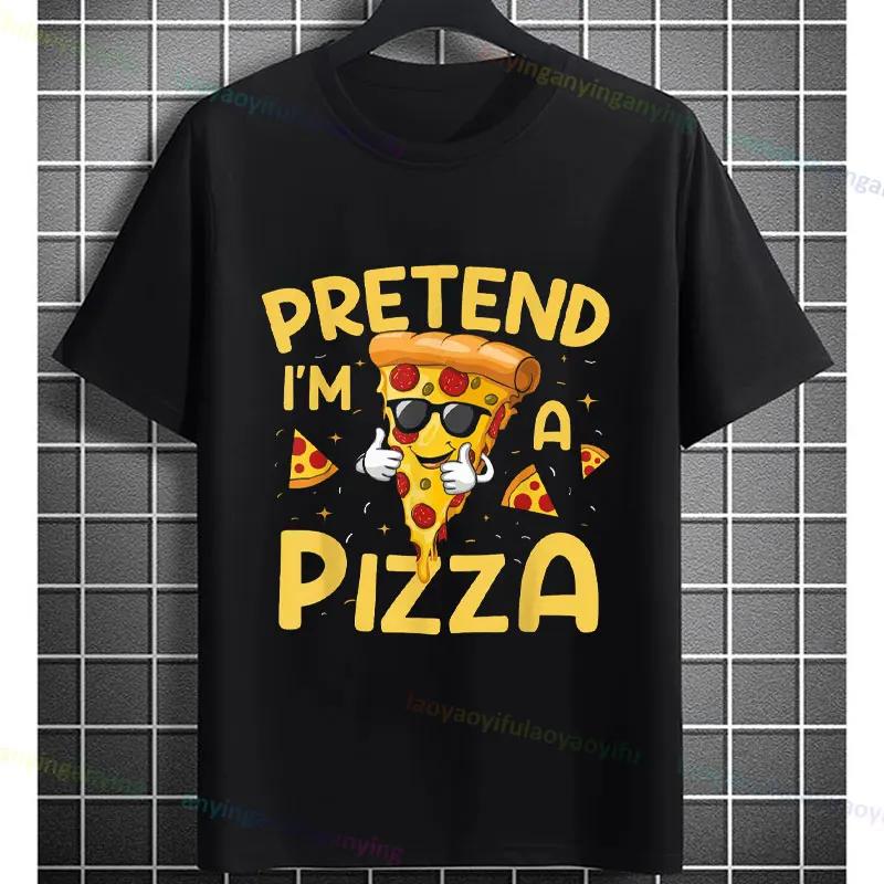 Funny Unisexs Pretend Im A Pizza Graphic Tshirt Fashion Casual Oneck Shortsleev Pure Cotton Humorous Tee Allseason Wear