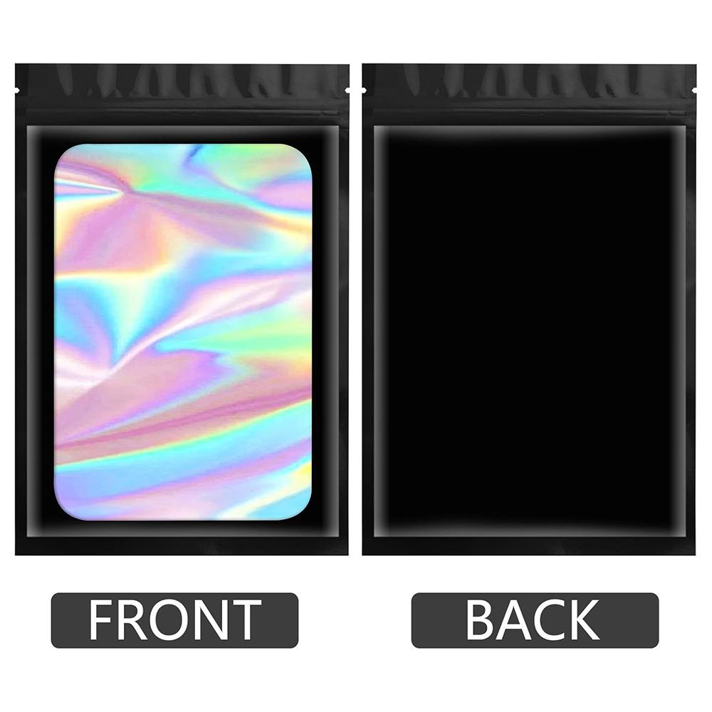 50pcs Holographic Laser Mylar Bags - Thick, Smell Proof, Zip Lock Pouch for Jewelry, Gifts, Retail Storage