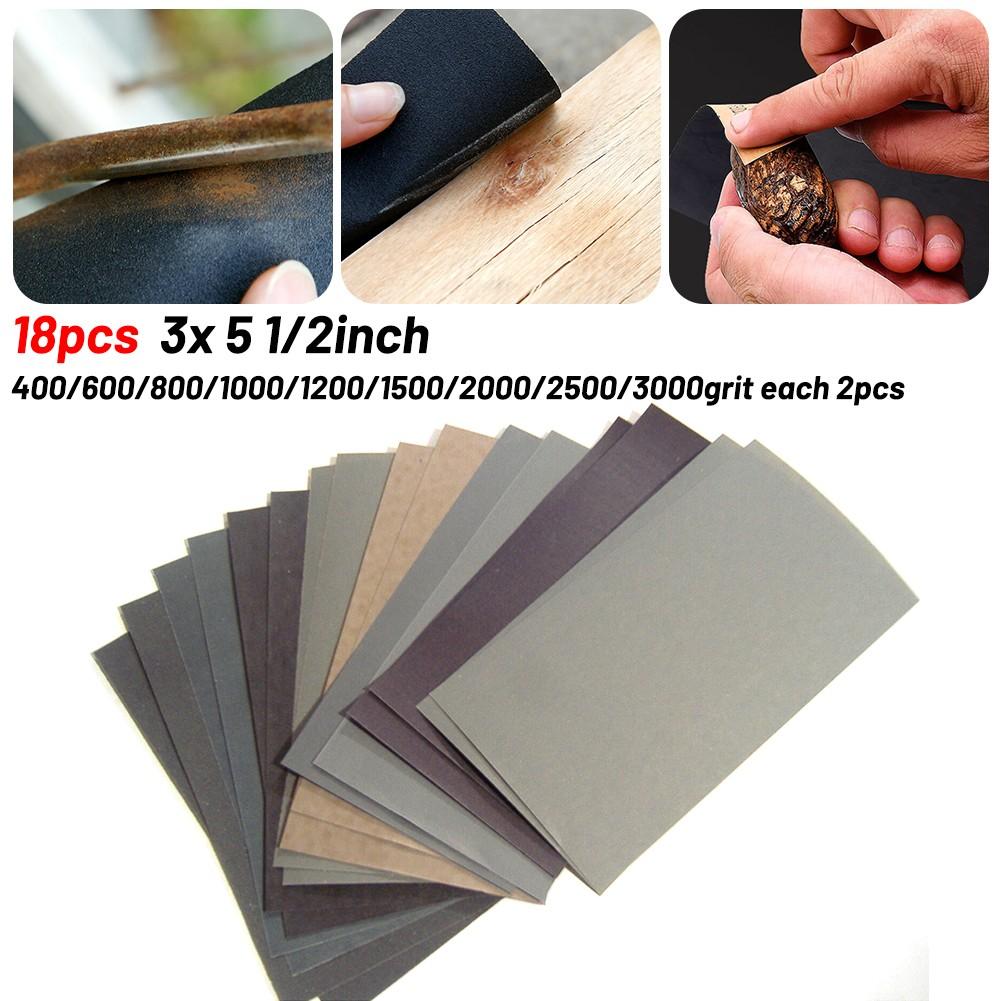 All Purpose WetDry Sandpaper Set Pack of 18pcs for Precise Polishing and Grinding 400600800100012001500200025003000grit