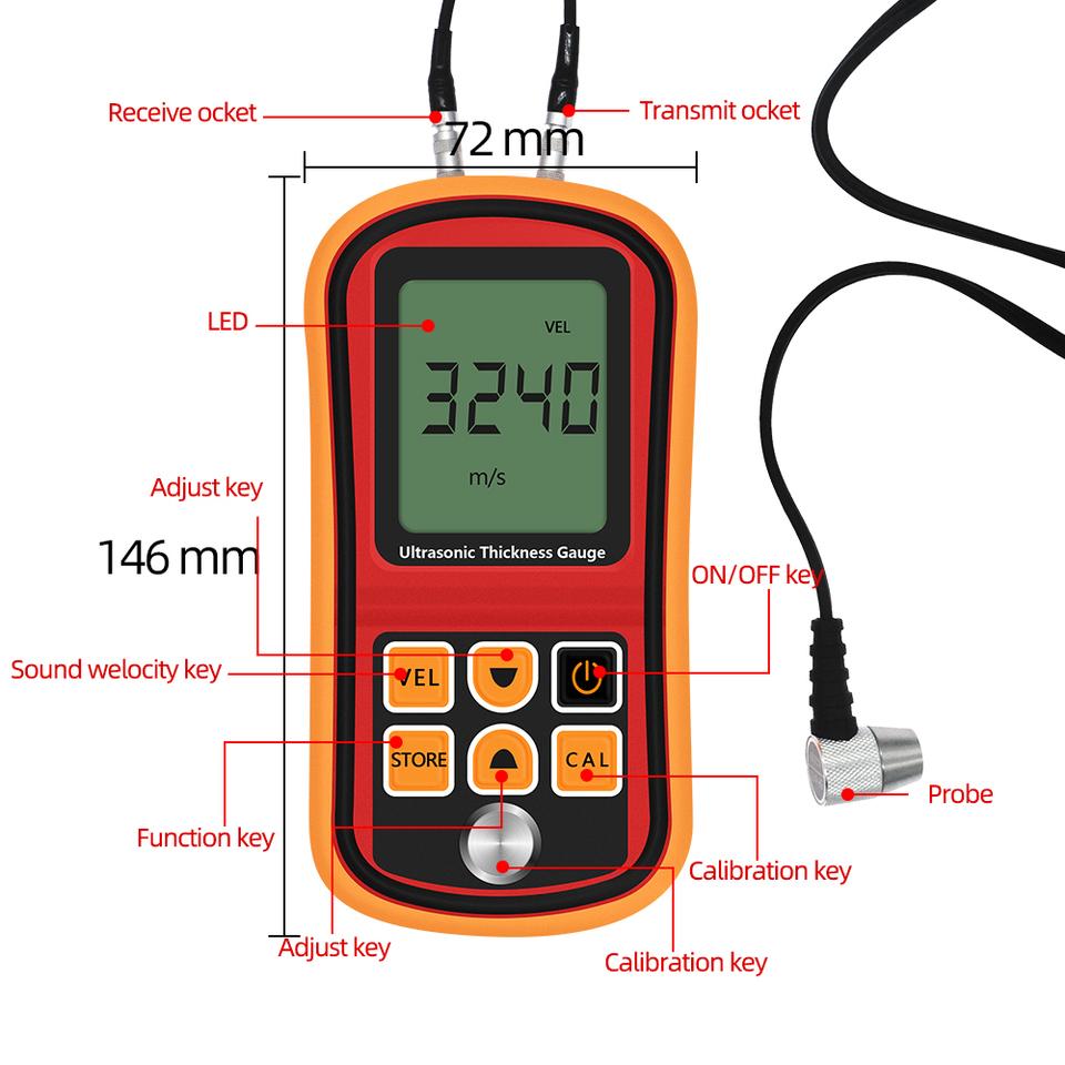 GM100 Ultrasonic Thickness Gauge Steel/pipe Testing Voice Sound Velocity Meter 1.2 200MM 30%OFF Standard Accuracy Mainland China