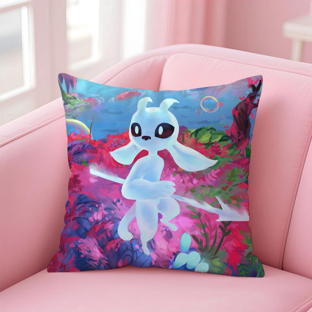 Cute Game O-Ori Cushion Cover Pillowcase Short Plush Invisible Zipper Room Sofa Cushion Cover