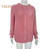 Women Sweater Coat Round Neck Long Sleeve Solid Color Button Down Cardigan Sweater Thick Warm Knit Outwear