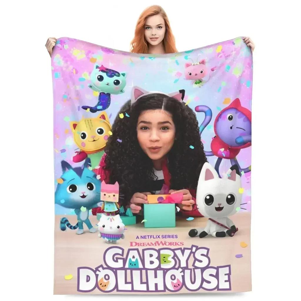 Cute G-Gabbys Girl Dollhouse Blankets Fleece Spring/Autumn Magic House Breathable Soft Throw Blanket for Bed Couch Rug Piece