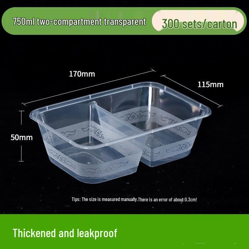 JingJingRS Disposable 2-Compartment Takeaway Lunch Boxes