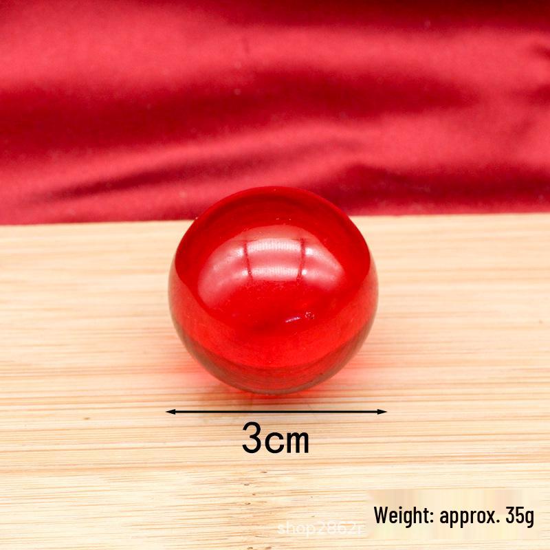 Lucky Bead Red Crystal Ball Ornament with Glass Base and Liuli Ingot