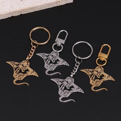 Ciondolo Collana Portachiavi Manta Ray Pesce Diavolo Marino Carino Per Donne Uomini Gioielli in Acciaio Inossidabile Regalo
