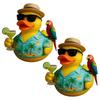 Beach Theme Duck with Parrot Ornament Waterproof Resins Craft Tropics Music Tributes Ornament For Shelf Table Display