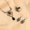 Halloween Vintage Smaragd Spinnen Schmuckset: Halskette, Ohrringe & Ring